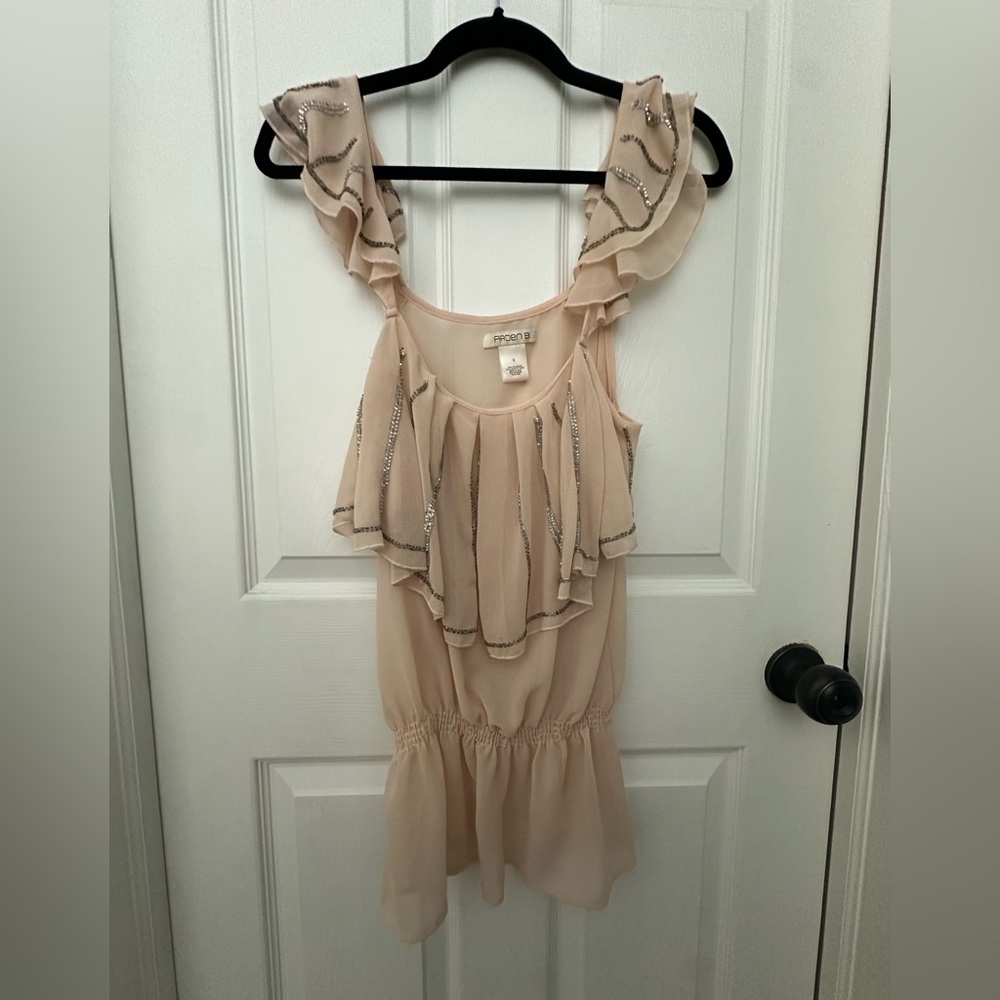 Arden B Pink Sequin Blouse with  Ruffle Details